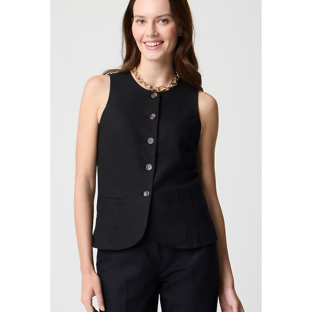 Classic Black Sleeveless Button-Front Top